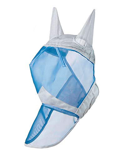 Harrison Howard CareMaster Máscara Anti-Moscas Protección con Orejas y Nariz Plata/Azul (L; Full Size)