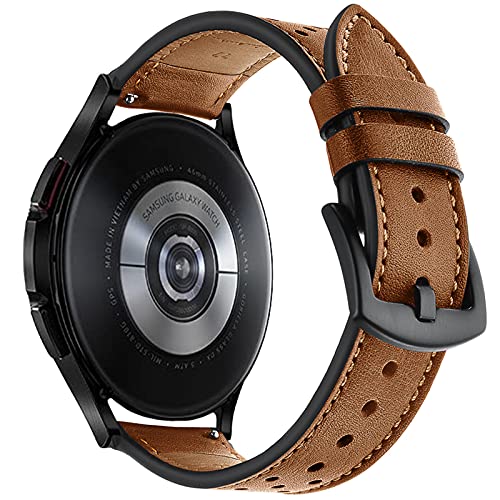 HATALKIN Galaxy Watch 4 correa, correa de cuero de 20 mm compatible con Samsung Galaxy Watch 4 40 mm / Watch 4 44 mm, Galaxy Watch4 Classic 42 mm / 46 mm Mujer Hombre (negro)