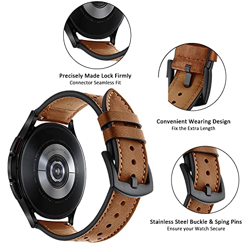 HATALKIN Galaxy Watch 4 correa, correa de cuero de 20 mm compatible con Samsung Galaxy Watch 4 40 mm / Watch 4 44 mm, Galaxy Watch4 Classic 42 mm / 46 mm Mujer Hombre (negro)
