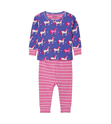 Hatley Mini Organic Cotton Long Sleeve Pyjama Sets Juego de Pijama, Corazones y Caballos, 12-18 Meses para Bebés