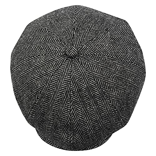 Hats of London Gorra para hombre Newsboy 8 Panel Baker Boy Flat Cap, Espiga de color gris., Taille unique
