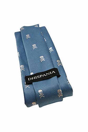 HD DHISPANIA Corbatas de hombre hecha a mano, gran variedad de corbatas negraas, azul ,estrechas ,anchs, clasicas (CALAVERAS AZUL)