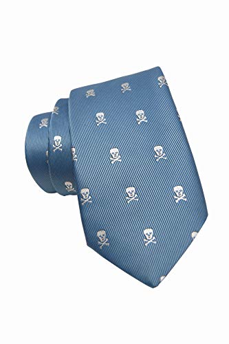 HD DHISPANIA Corbatas de hombre hecha a mano, gran variedad de corbatas negraas, azul ,estrechas ,anchs, clasicas (CALAVERAS AZUL)
