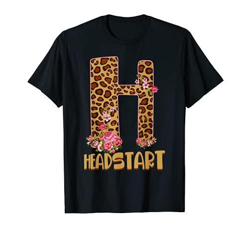 Headstart Funny Leopard Print & Flores Cool Back to School Camiseta