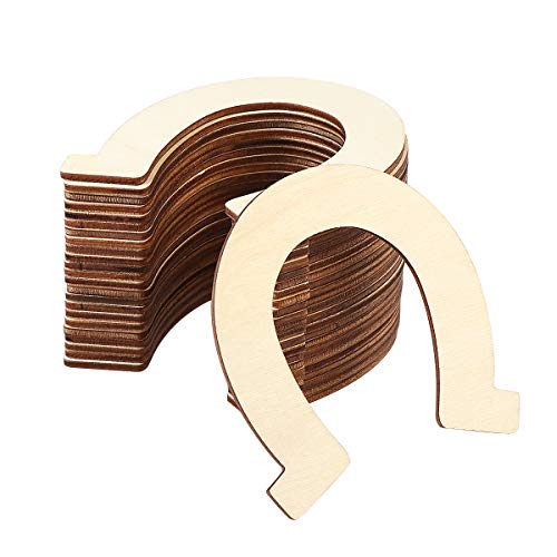 Healifty 24 discos de madera con forma de herradura, cortes, artesanía, decoración DIY