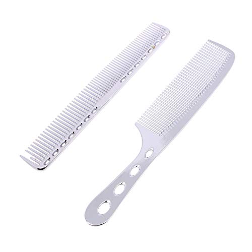 HEALIFTY Set de peines de peluquería de aluminio para peluquería profesional, paquetes de 2 paquetes (plata)