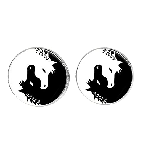 Hecho a mano de la joyería del caballo Yin Yang negro blanco animal arte alta calidad gemelos creativo Chaveiro encanto