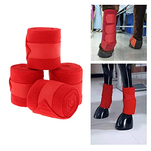 Hellery Bota de Cepillado Botas de Viaje estables para Caballos Protección de piernas Envoltorios para piernas Entrenamiento Directo Seguro, Saltos, Montar - Rojo