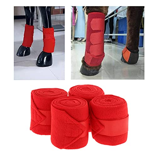 Hellery Bota de Cepillado Botas de Viaje estables para Caballos Protección de piernas Envoltorios para piernas Entrenamiento Directo Seguro, Saltos, Montar - Rojo