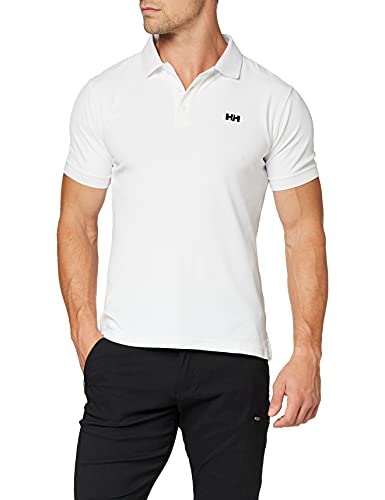 Helly Hansen Driftline Polo Camiseta tipo polo de manga corta con tejido de secado rápido y logo HH en el pecho, Hombre, Blanco (White), 2XL