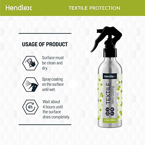 Hendlex Spray Nano Impermeabilizante de Textil 200ml | Nanotecnologia Hace tu Ropa de Agua Impermeable, Calzados, tapicerías, etc. Spray impermeabilizante y Repelente de líquidos y Manchas