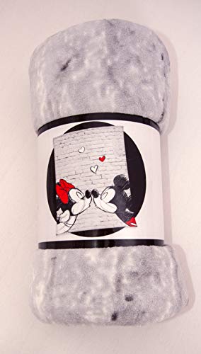 Herding Disney - Manta de microfibra (poliéster, 150 x 200 cm), diseño de Mickey y Minnie, color blanco