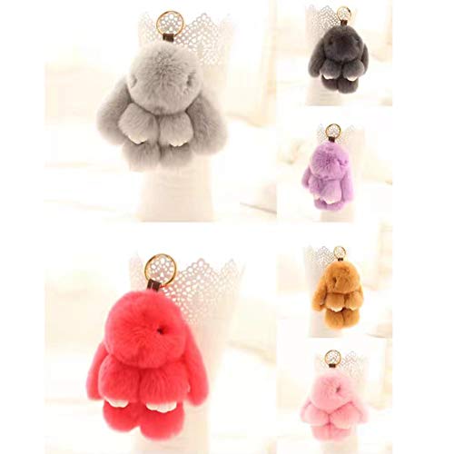 Hermoso colgante de conejo, conejo, muñeca, llavero encantador, bolso de mano rosa 01