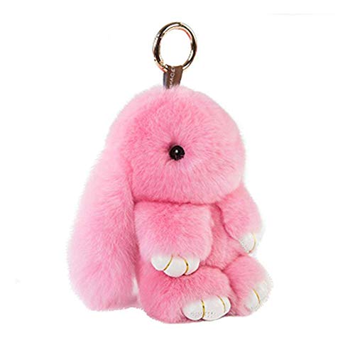 Hermoso colgante de conejo, conejo, muñeca, llavero encantador, bolso de mano rosa 01