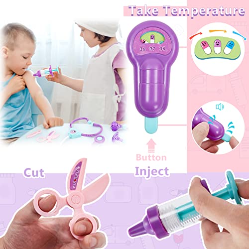 HERSITY Juguetes de Imitacion Maletin Doctora Juguete de Medicos Enfermera Regalos para Niñas Niños (púrpura)