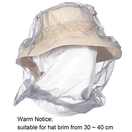 Hestya 4 Piezas de Mosquitera de Cabeza Malla Red de Proteger Cabeza para Prevención de Insectos Mosquito de Senderismo Acampar Escalada al Aire Libre (Talla Grande, Gris)
