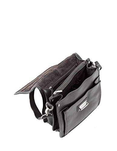 Hexagona Paris – Baisenville – para Hombre – Colección Confort – Negro Piel de Vacuno granulada – Bolso Bandolera Cuero, L : 26 x l : 5 x h : 21 cm