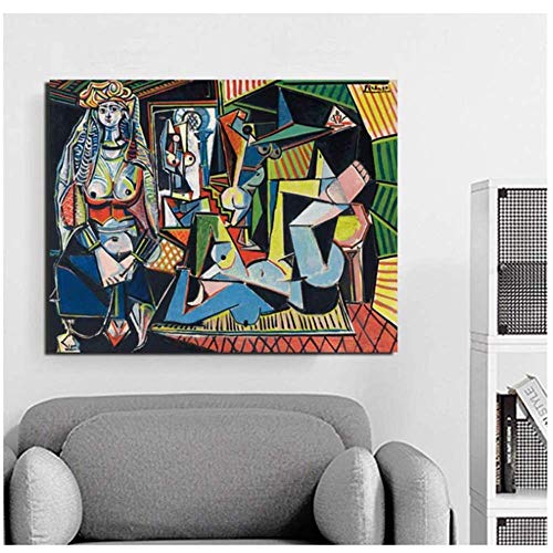 HHLSS Hermosa Imagen 60x80cm sin Marco Mujeres de Argel Pablo Picasso Carteles de Lienzo Pintura Moderna Cuadros de Pared para Sala de Estar Decoración del hogar