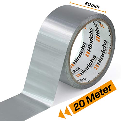 Hinrichs 20m Cinta Aluminio Adhesiva - 20m x 50mm - Cinta Adhesiva de Aluminio para Reparar, Aislar y Sellar
