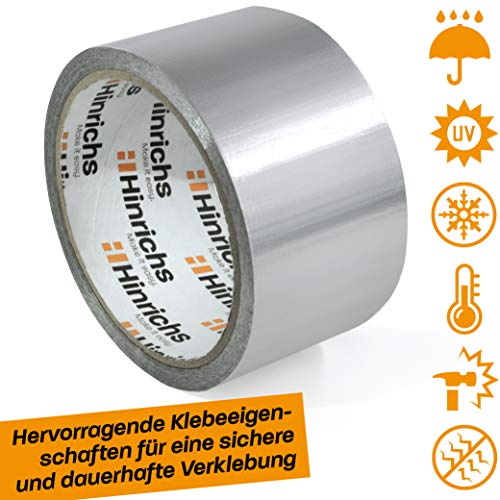 Hinrichs 20m Cinta Aluminio Adhesiva - 20m x 50mm - Cinta Adhesiva de Aluminio para Reparar, Aislar y Sellar
