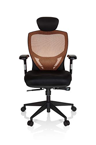 hjh OFFICE 657120 VENUS BASE Silla de oficina asiento tejido / respaldo en malla naranja / negro