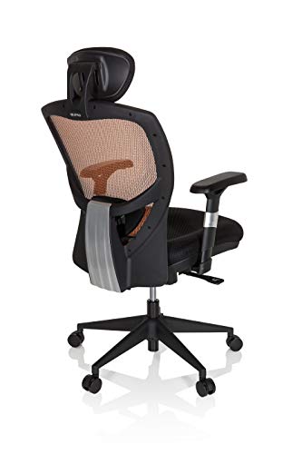 hjh OFFICE 657120 VENUS BASE Silla de oficina asiento tejido / respaldo en malla naranja / negro