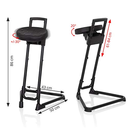 hjh OFFICE 830010 Silla de Trabajo Top Work 32 Espuma Duro Negro Bastidor met?lico Estable Asiento inclinable, Talla ?nica