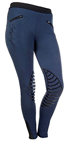 HKM 9228, Reitleggings Starlight, Pantalones de Equitación para Mujer, Azul (Dunkelblau/Schwarz), 40