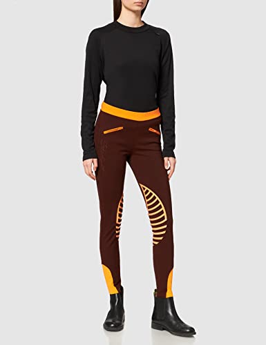 HKM Reitleggings-Starlight-Silikon-Kniebesatz Pantalones, Unisex Adulto, marrón/Naranja, 170/176