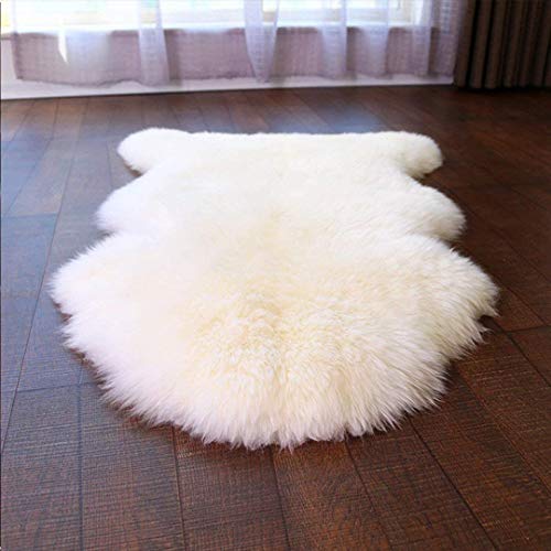 HLZDH Alfombra, piel de oveja, imitación de cordero, piel sintética decorativa, super suave, pelo largo, efecto piel, para sofá / cama [60 X 90 cm] [blanco]