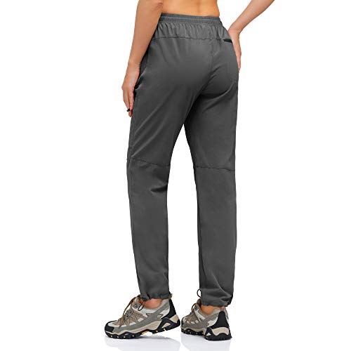 HMIYA Pantalones Trekking Mujer Pantalón de Senderismo Ligeros Secado Rápido Protección UV con Bolsillos Cremallera(Gris Oscuro，XL)