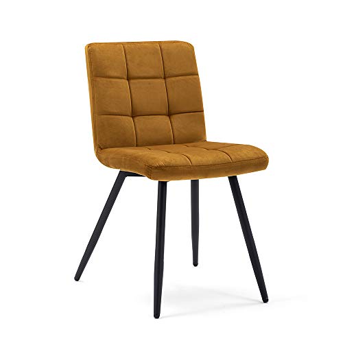 HNNHOME® - Juego de 2 sillas Cubana tapizadas con terciopelo suave y patas fuertes de metal negro para cocina, comedor, salón, recepción, pub o restaurante
