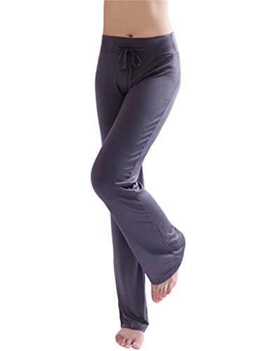 Hoerev Pantalones de pijama para mujer, suaves, modales, para yoga, etc., gris oscuro, S