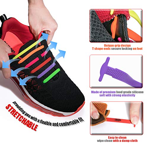Homar sin corbata Cordones de zapatos para niños y adultos Impermeables cordones de zapatos de atletismo atlética de silicona elástico plano con multicolor de los zapatos del tablero Sneaker boots (Adult Size Red)