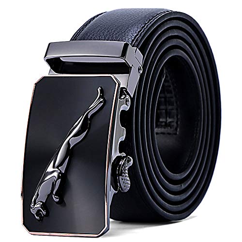 Hombre Cinturón,Cuero PU Cinturón Hombre Cinturones Piel con Jaguar Metal Hebilla Automática Moda Cintura Correa,para Uso Traje Para Ropa Formal/Jeans Negocios Men's Belt Clásico Perfecto Regalo
