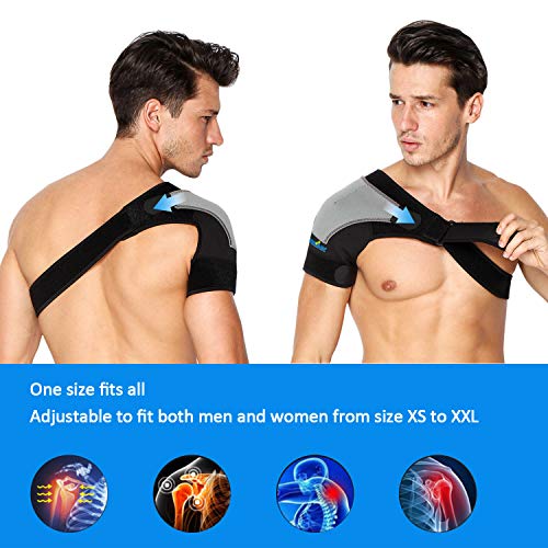 Hombrera Ajustable para Hombre y Mujer - Hombreras Deportivas Compatible con Paquete Frío/ Caliente - para el Manguito Rotador, Alivio del Dolor de Hombro, Desgarro de Labrum, Bursitis