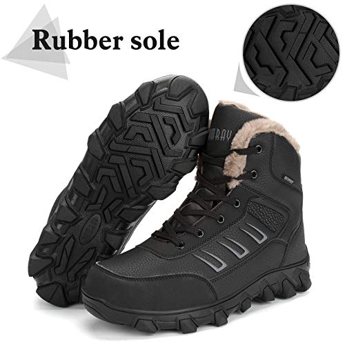 Hombres Botas de Senderismo Impermeable Invierno Zapatos de Trekking Deportivos Cámping Nieve Botines Negro Marrón Negro 45