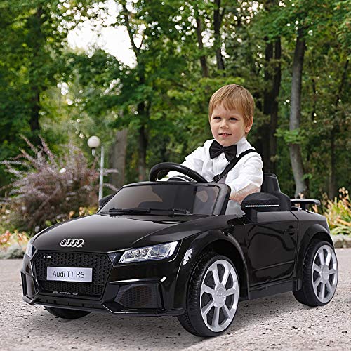 HOMCOM Audi TT Eléctrico Infantil Coche Juguete Niño 3 Años+ con Mando a Distancia con Música y Luces Modos de Aprendizaje Batería 6V Doble Apertura de Puerta Carga 30kg 103x63x44cm Color Negro