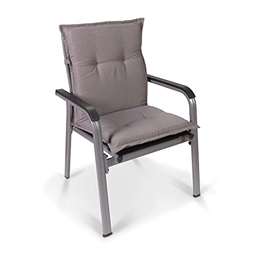 Homeoutfit24 Prato - Cojín Acolchado para sillas de jardín, Hecho en Europa, Respaldo bajo, Resistente a los Rayos UV, Poliéster, Relleno de Espuma, 103 x 52 x 8 cm, 4 Unidades, Gris