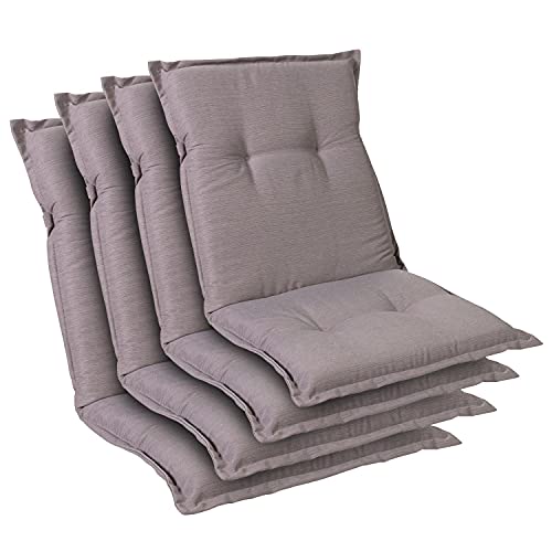 Homeoutfit24 Prato - Cojín Acolchado para sillas de jardín, Hecho en Europa, Respaldo bajo, Resistente a los Rayos UV, Poliéster, Relleno de Espuma, 103 x 52 x 8 cm, 4 Unidades, Gris