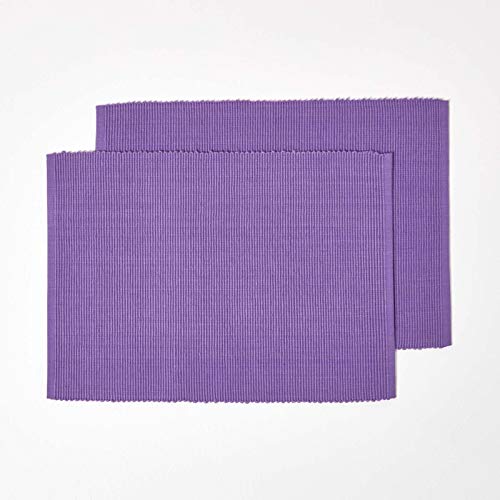 Homescapes set de 2 salvamanteles de algodón con estilo de cordoncillo, color púrpura 30x45cm