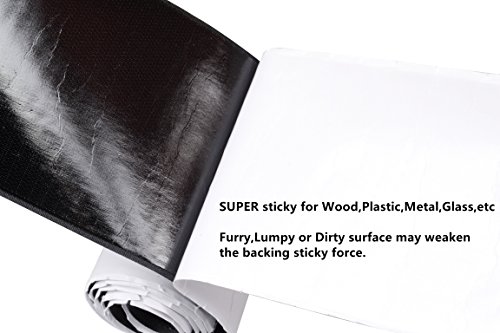 Hongxin LAttice Juego de tiras autoadhesivas de gancho y bucle con pegamento súper adhesivo y cierre de tela de nylon 10 CM / 1 M Negro