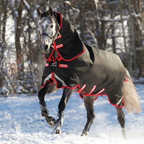 Horseware Rambo Supreme Turnout Heavy Vari Layer - Ovillo de lana (450 g), color negro y rojo