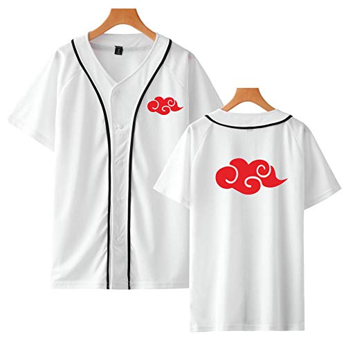 HOSD Chaqueta de béisbol Traje de Naruto Akatsuki Camisa de béisbol de Anime Camisetas de Manga Corta Hip Hop Uchiha Itachi Streetwear Negro 1 M