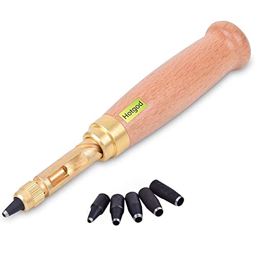 Hotgod Punzón perforador automático de círculos para trabajar piel o papel con 6 puntas de varios tamaños (1,5 a 4 mm)