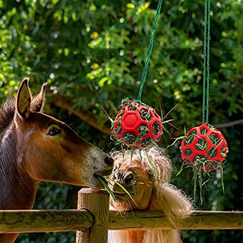 Houssem Pelota de golosinas para caballos, comedero de heno, juguete para colgar, juguete para caballos, establos, alivio del estrés