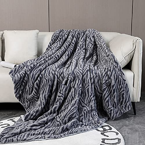 HoveeLuty Tirar Manta Manta De Tirar Manta Suave Microfibra Zebra Patrón De Peluche Sofá Sofá Cubierta Blue 130x160cm