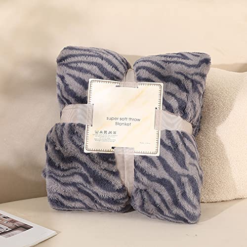 HoveeLuty Tirar Manta Manta De Tirar Manta Suave Microfibra Zebra Patrón De Peluche Sofá Sofá Cubierta Blue 130x160cm