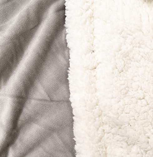 HTE Manta de Doble Cara para sofá y Cama de Tela Sherpa y Microfibra Caliente y Suave (Gris, 130 x 160 cm)