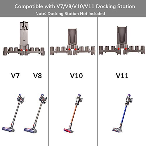 HUACITY Soporte de accesorios para aspiradora Dyson V11 V10 V8 V7, accesorios para aspiradora Dyson V15 V11 V10 V8 V7, organizador de montaje en pared (10 enchufes de almacenamiento, 2 unidades)